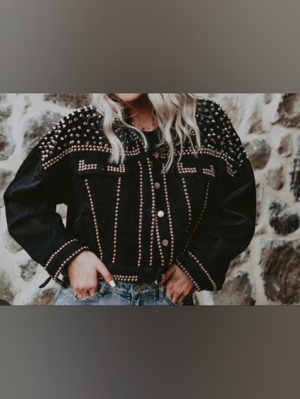Like New! Black Studded/ Spiked Cropped Coachella Style Jacket